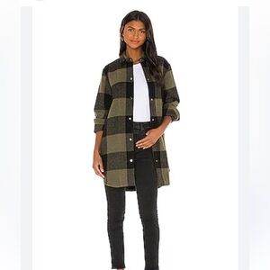 Steve Madden Black and Olive long Plaid Shirt Jacket small